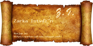 Zarka István névjegykártya